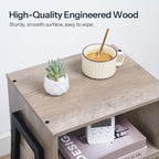 HOOBRO Small Nightstands Set of 2, Stackable End Tables, Side Tables, Bedside Tables with Open Storage Shelf, for Small Spaces, Bedroom, Living Room, Greige and Black BG38BZP201