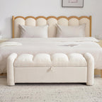 Oversized Ottoman Bench with Storage, Chenille Beige | Oversized Storage Bench，Ottoman Foot Rest