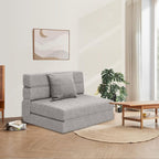 Folding Sleeper Chair Sofa Bed Lazy Couch with Pillow, Fold Out Chair Bed | Foam Futon Floor Couch, Convertible Sofa for Small Space Apartment Guest Room, Twin Size, Light Gray