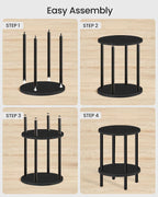 CHOEZON Round Side Table, 2-Tier End Table, Small Round Nightstand with Sturdy Metal Tube, Industrial Circular Coffee Table, for Living Room, Bedroom, Black TBZ01BB