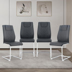 cinkehome Modern Black Dining Chairs Set of 4 with Silver Metal Legs, High Back Upholstered Armless Side Chair for Kitchen, Dining Room, Faux Leather