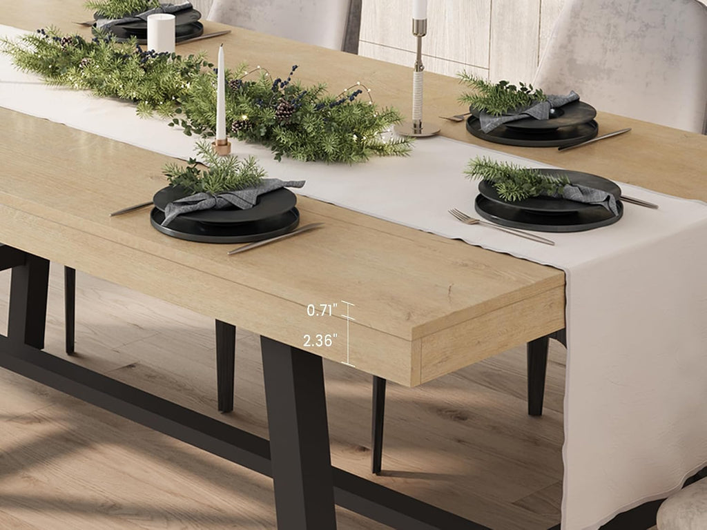 GarveeHome Industrial Dining Table for 4-6 People, 63" Long Large Kitchen Table with Sturdy Metal Frame, Rectangular Counter for Dinner, Kitchen, Dining Room (Natural, 63" Non-extendable)
