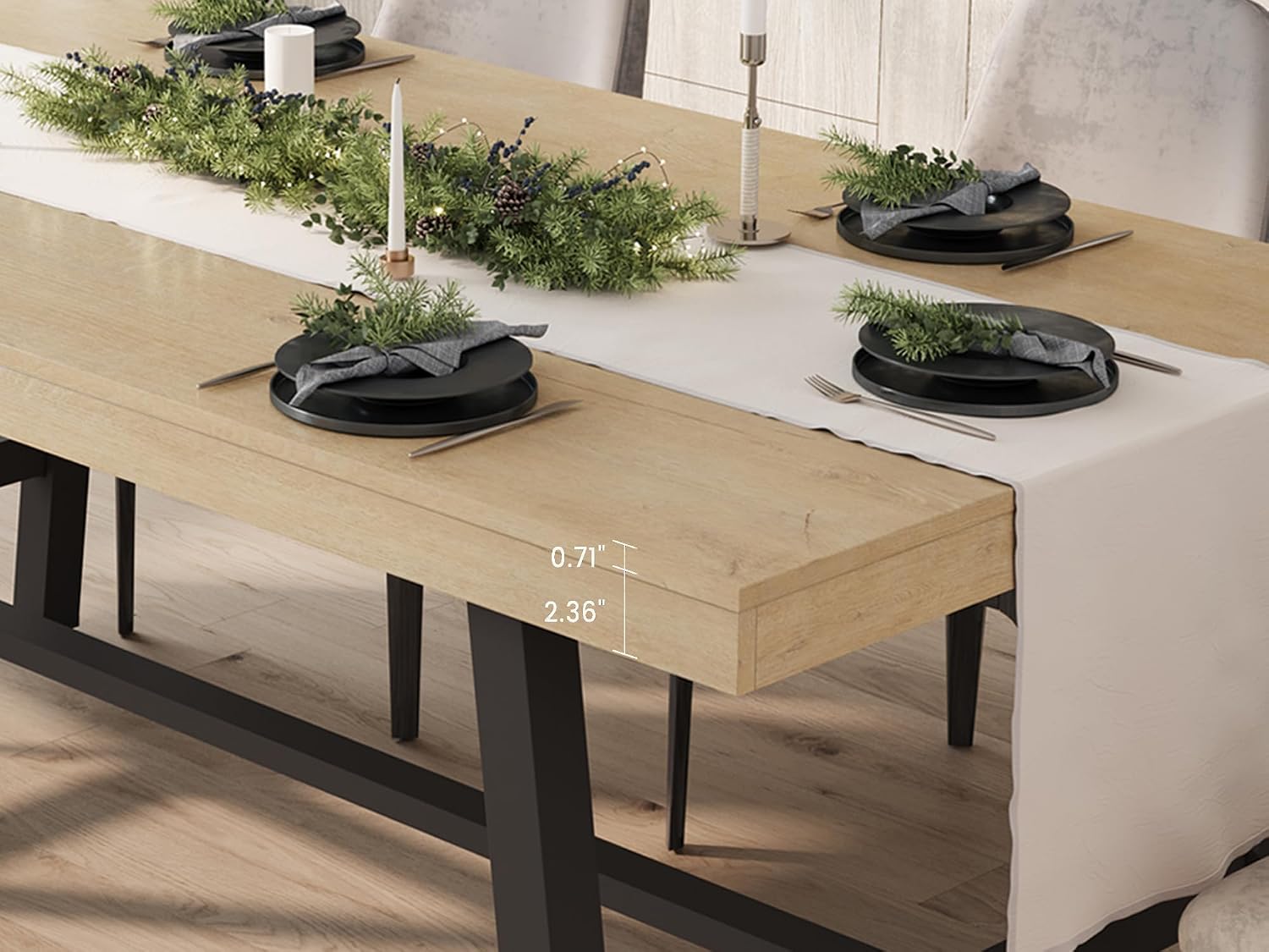 GarveeHome Industrial Dining Table for 4-6 People, 63" Long Large Kitchen Table with Sturdy Metal Frame, Rectangular Counter for Dinner, Kitchen, Dining Room (Natural, 63" Non-extendable)