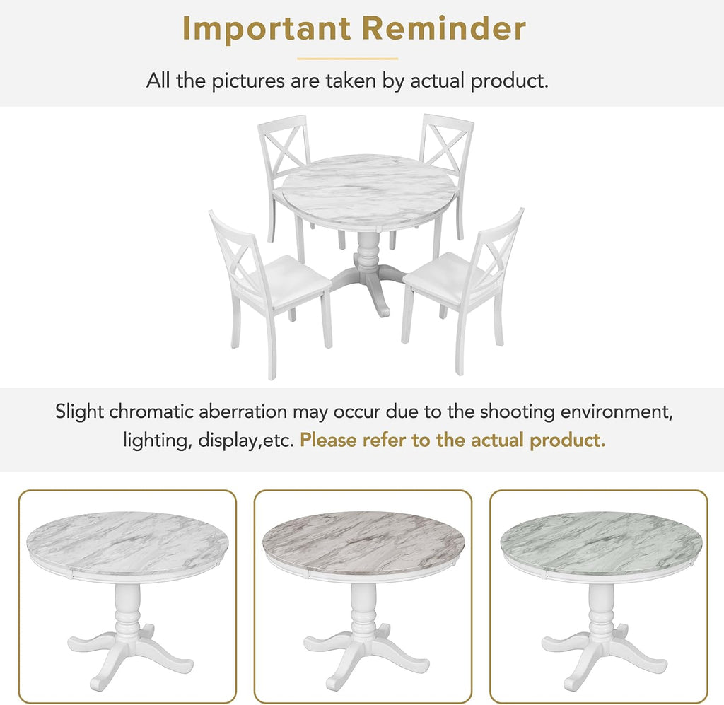 Harper & Bright Designs 5 Pieces Dining Table and Chairs Set for 4 Persons, Kitchen Room Solid Wood Table with 4 Chairs