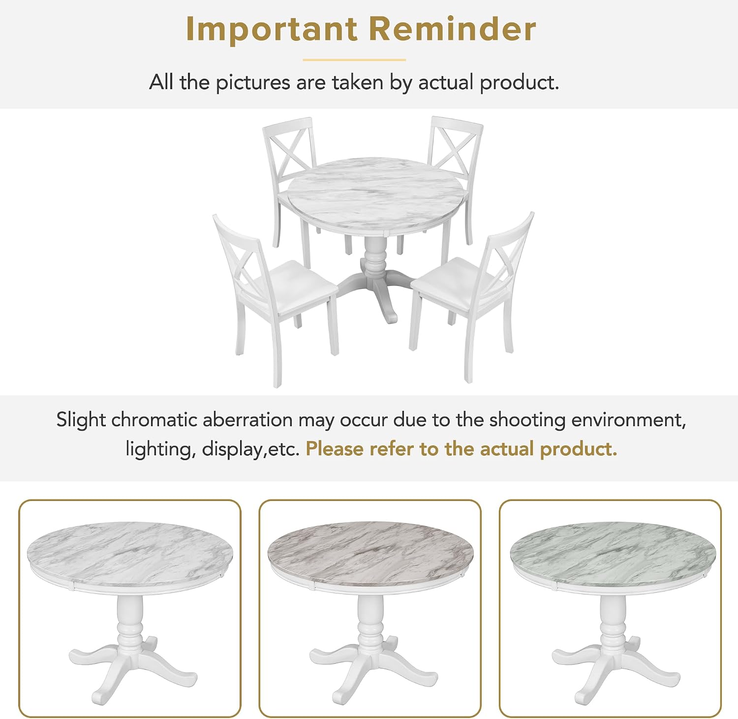 Harper & Bright Designs 5 Pieces Dining Table and Chairs Set for 4 Persons, Kitchen Room Solid Wood Table with 4 Chairs