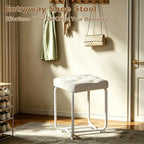 BEWISHOME White Vanity Stool Small Chair for Vanity KFD01W | Leather Makeup Vanity Chairs with Thick Padded Seat, Sturdy Reinforced Frame for Bathroom KFD01W