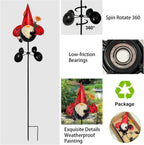 HONGLAND Gnome Metal Yard Art, Gnomes Garden Statue Outdoor Decor, 48 inch Gnome Decorations 360 Degrees Swivel Wind Spinner for Outdoor Patio Garden Backyard Décor - Ladybug