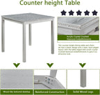 SOFTSEA Wooden Dining Table up for 4, Square Kitchen Table with Solid Wood Legs, 34.5 Inch Modern Dining Table with Spacious Tabletop, for Kitchen Living Room, Silver Grey