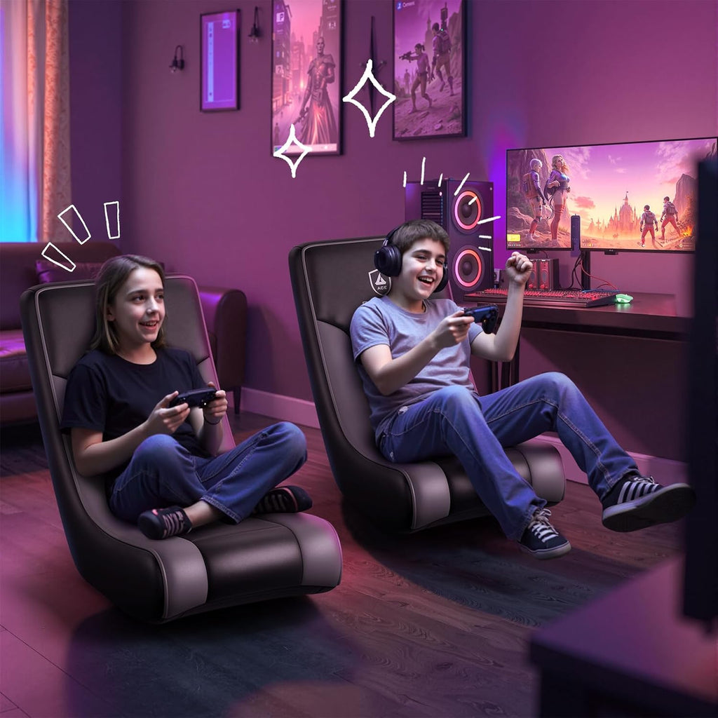 GTPLAYER Floor Rocker Gaming Chair – Adjustable Angle Limiter, Ultra Lightweight Ergonomic Floor Rocking Game Seat for Gaming and Lounging, Black