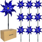 10 PCS Reflective Pinwheels for Yard and Garden Bird Devices Pre-Installed Sparkly Wind Spinner Deterrent to Scare Birds Away from Yard Patio Farm (Blue)