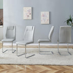 Leather Dining Chairs Set of 8, Modern Upholstered Living Room Chairs with Sliver Metal Legs, Cesca Chair with Armless, Suitable for Kitchen, Bedroom, Living & Dining Room, Light Gray