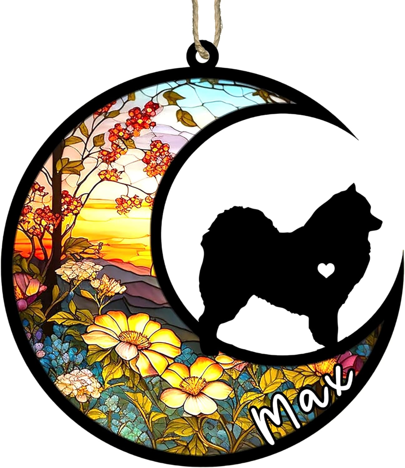 Personalized Dog Memorial, Custom Name Samoyed Dog Christmas Ornament with Name, Custom Breeds, Pet Loss Light Catcher, Gifts for Lovers Loss of Pet Sympathy on Mothers Day Christmas
