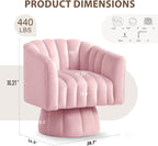 YSICK Swivel Accent Chair,360°Swivel Barrel Chairs, Mid-Century Chair with Wide Upholstered, Modern Velvet Fabric, Round Armchair for Living Room, Lounge, Bedroom