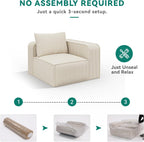YITAHOME Oversized Cloud Couch Sectional Sofa for Living Room | Modular L-Shaped Corduroy Sofa with Chaise Lounge, Deep Seat Convertible Couch, Compressed No Assembly,Beige