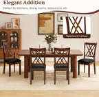 COSTWAY Set of 4 Dining Chairs, Wooden Kitchen Side Chair with PU Leather Padded Seat, Rubber Wood Frame & High Back, Farmhouse Dining Room Chairs for Home & Restaurant, Walnut