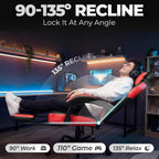 N-GEN GAMING Big & Tall Gaming Chair with Footrest, Lumbar Support, Red | Ergonomic High-Back Chair for Adults, Padded Wide Seat with Heavy-Duty Base, Reclining Comfort for Computer, Office/Home Use