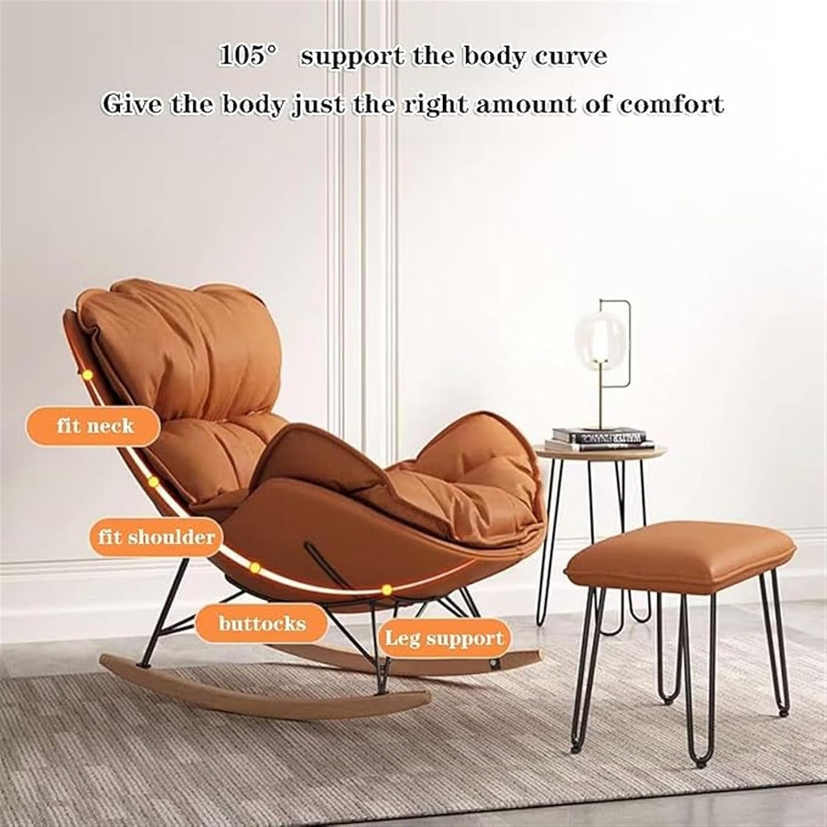 Rocking Chair with Footrest Modern Rocking Chair Comfy Recliner Chair Furniture Leisure Chair Lazy Home Single Sofa Adult Balcony Lounge Rocking Chair,Grey,Standard Style