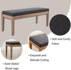 Linen Dining Bench Upholstered Entryway Bench Farmhouse Shoe Bench Seat Ottoman for Hallway Living Room Bedroom End of Bed Dining Room Kitchen, 45.5" Long, Charcoal