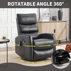 Rocker Recliner Chairs, 360° Swivel Rocking Recliner Chair for Adults,Glider Rocker Recliners, Small Recliners with Vibration Massage and Heat for Living Room (Black)