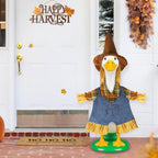Fall Scarecrow Porch Goose Outfits for 23" Lawn Statue - Cute Hat & Clothes Set for Concrete/Plastic/Cement Goose, Seasonal Autumn Costume for Garden Yard Patio Decor