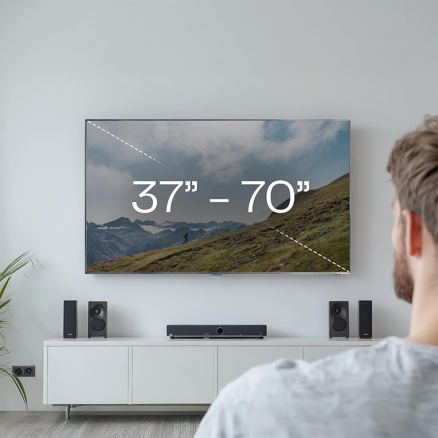 VIVO White Motorized TV Wall Mount for 37 to 70 in Screens, MOUNT-E-M070R-W | Height Adjustable, Above Fireplace, Electric Drop Down Mantel TV Mount with Remote Control, Holds 77 lbs