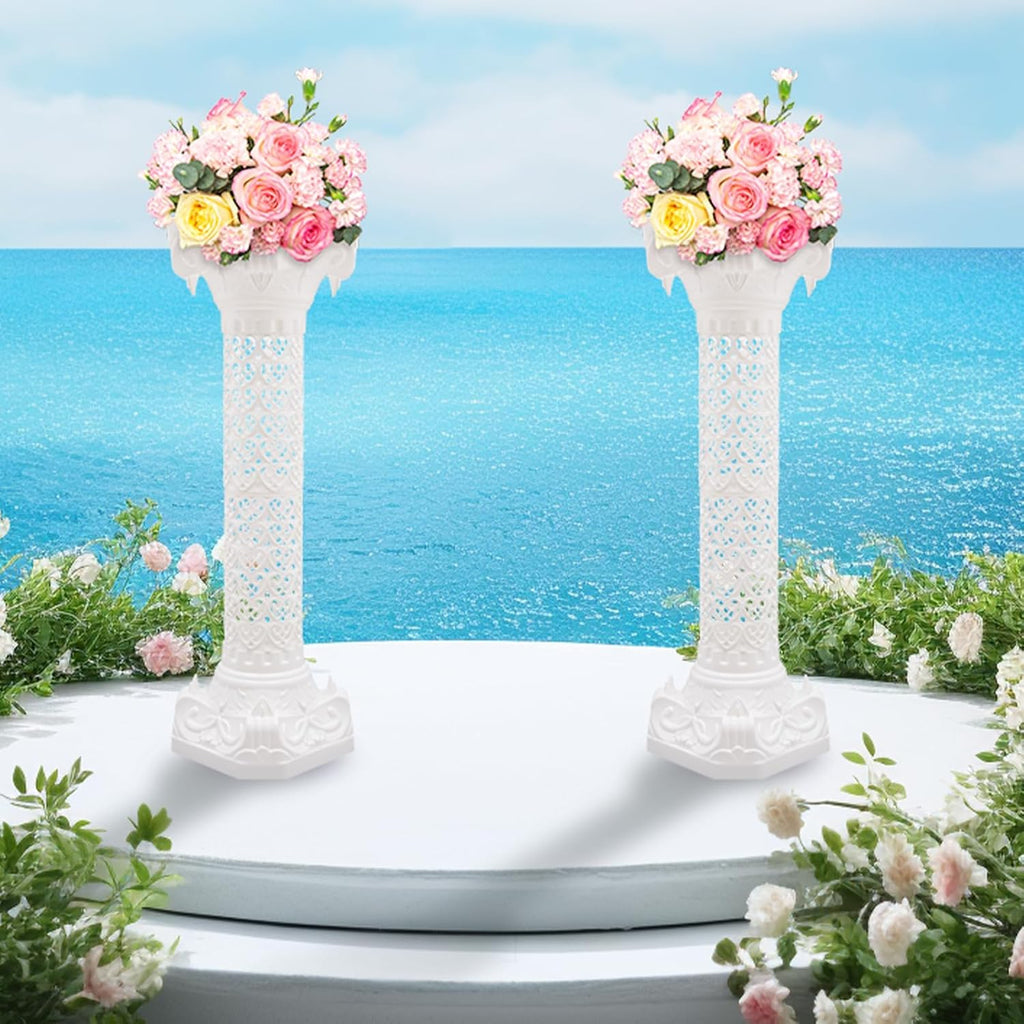 Roman Columns Wedding Column Stand Roman Pillar Plant Stand Plastic Greek Column Statue Pedestal Flower Pot Holder Decor, Elegant Decorative Column for Wedding Event Party