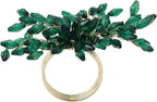Napkin Rings Set of 6 for Dining Table Decoration Parties Everyday Metal Napkin Holder Leaf Dark Green (Pack of 6)