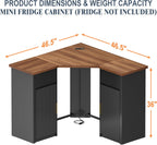 GDLF Corner Coffee Bar with Fridge Space, L Shaped Liquor Cabinet,Black | L-Shaped Countertop, Wine Glass Rack, Adjustable Shelves, Drawer Storage, Power Outlet, Coffee Station for Home & Kitchen