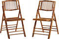 2 Pack Certified Bamboo Folding Chair, Completely Upgraded Foldable Vintage Dining Chair with 330lb Handcrafted for Living Room Patio Garden Balcony Indoor/Outdoor (, Antique Brown)