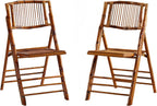 2 Pack Certified Bamboo Folding Chair, Completely Upgraded Foldable Vintage Dining Chair with 330lb Handcrafted for Living Room Patio Garden Balcony Indoor/Outdoor (, Antique Brown)