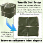 Louis Donné 18 Inch Square Unstuffed Pouf Ottoman Cover, Waterproof Faux Leather Moroccan Boho Footstool, Easy Clean Green Storage Foot Rest Decor for Living Room (Cover Only, No Filler)