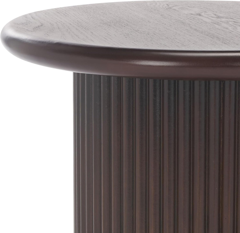 SAFAVIEH Home Collection Agami Dark Brown Round Top Pedestal End Table (Fully Assembled)