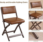 Folding Chairs with Cushion 2 Pack, High-Resilience Foam, Yellowish-brown | 450LBS Capacity, 2-Inch Thick Cushion, 4.7" Folded, Foldable Dining Chairs for Kitchen Dining Room Wedding Office Party