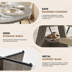 Miereirl Extendable Dining Table Set for 4-6, 47.24"-63" Round to Oval Dining Table Set with Upholstered Chairs, Hidden Storage Shelf, Kitchen & Dining Room Furniture for Apartment