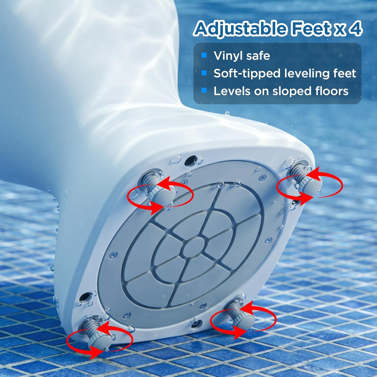 18" Pool Stool for Underwater, Pre-Weighted No-Assembly in-Pool Bar Stool, Adjustable Feet, Vinyl-Safe for Underwater Seating, Swim Up Chair for Shallow Sun Shelf (1 Pack)