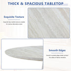 Faux Marble Round Dining Table for 4-6, 45" Modern Farmhouse Round Kitchen Table with 1" Thickened Wood Top & Stable Pedestal for Dining Room,Living Room,Apartment,Restaurant(Beige)