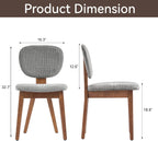 VKNOW Wooden Dining Chairs Set of 4, Mid Century Modern Upholstered Kitchen Side Chairs, Chenille Dining Room Chair with Curved Seat Backrest for Home Dining Room, Grey