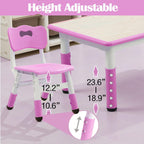 GarveeHome Kids Table and 6 Chair Set - Height Adjustable, Multifunctional Desk, Ergonomically Designed Chairs, Max 300 LBS, for Ages 2-10, Classroom, Daycares, Home