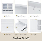 Kitchen Pantry Storage Cabinet with Wine Rack and Adjustable Shelves, Freestanding Buffet Cabinet with Hutch, White