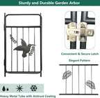 Metal Garden Arbor Arch with Gate and Plant Box, 86.6" H Garden Trellis Wedding Arch Party Decoration for Outdoor Lawn Climbing Plants Support Roses Vines (Bird)