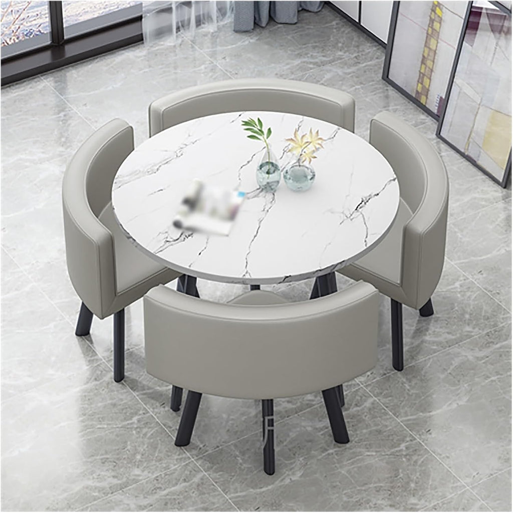 Reception Table and Chair Set, Space-Saving Small Round, Office Club Negotiation Coffee Table, for Home Living Room Balcony Cafe Meeting Break