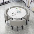 Reception Table and Chair Set, Space-Saving Small Round, Office Club Negotiation Coffee Table, for Home Living Room Balcony Cafe Meeting Break