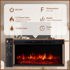 Aoxun 70 Inch TV Stand with 36 Inch Electric Fireplace, 3-Sided Glass TV Console for TVs up to 80", Rustic Media Entertainment Center with Closed Storage Doors, White