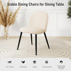 Upholstered Dining Chairs Set of 4, Modern Kitchen Side Chair with Padded Seat Comfortable Chenille Fabric Study Black Matel Legs,Desk Chair with Back for Dining Rooms, Beige