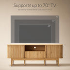 Furniway Modern TV Stand for 45/55/70 inch TV, Entertainment Center with Sliding Doors and Storage, Wood TV Stand for Bedroom, Living Room, Natural