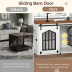 MAHANCRIS Farmhouse Nightstand and Dog Crate Furniture Bundle, End Table with Barn Door, Wooden Dog Cage for Small Medium Dogs, Side Table for Bedroom, Living Room, ET155-DCBA9601
