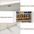 BORNOON Pantry Organizers and Storage Cabinet, 67.7” Barn Door White Kitchen Cabinet with Drawers and Adjustable Shelf, Tall Pantry for Kitchen, Dining Room, Living Room