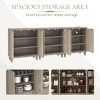 Fluted Buffet Cabinet with Storage, 3 in1 Storage Cabinet with Adjustable Shelves & Outlets, Wood Mid Century Modern Sideboard for Kitchen, Coffee Bar, Living Room