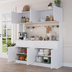70.87" H Large Kitchen Pantry Storage Cabinet with Microwave Oven Countertop, Freestanding Pantry Cabinet with Drawers for Kitchen, Living Room (White)