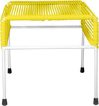 Innit Designs Adam Ottoman, Yellow Weave on White Frame